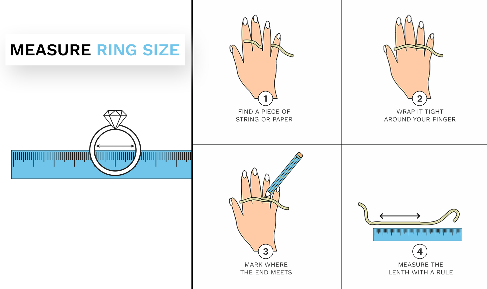 zmierz obwód palca nitką dokładnie