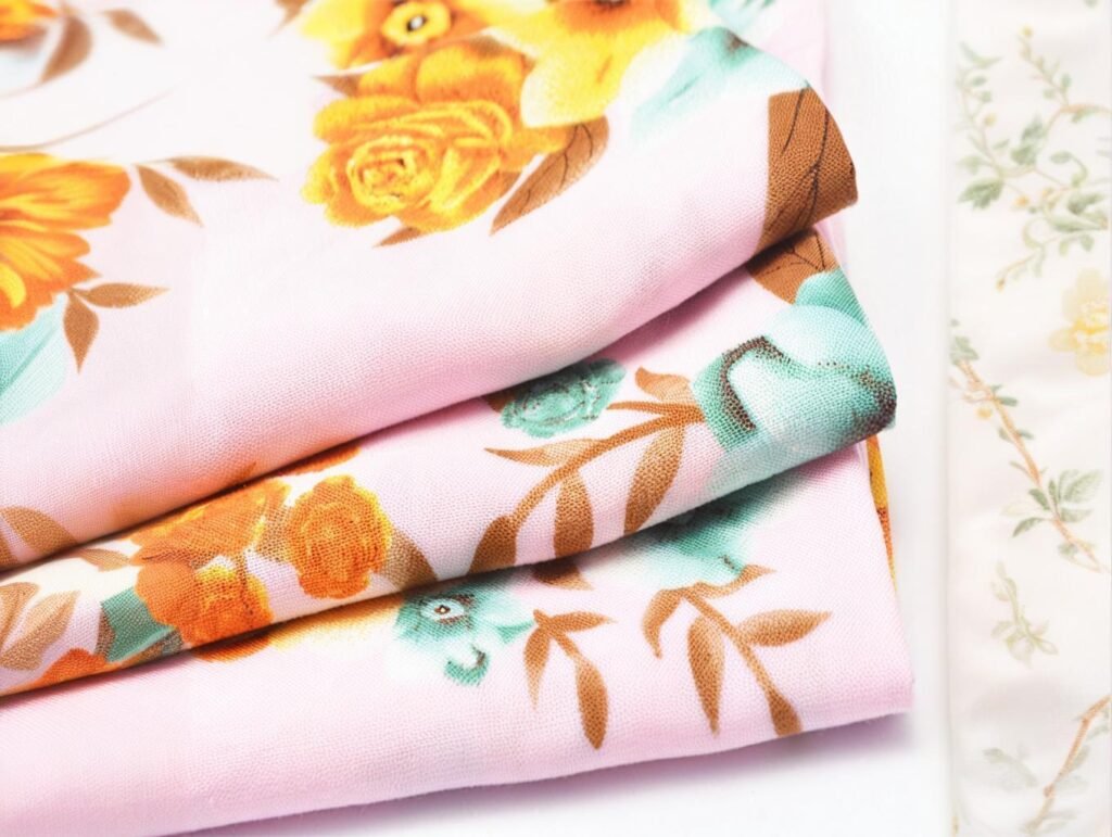 powiększony mikroskopowy widok skurczonych włókien tkaniny wiskozowej